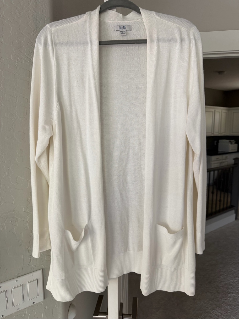 Croft & Barrow Lightweight white Open Cardigan with Pockets